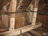 Reparation av ett kyrktorn i Hille Gävle